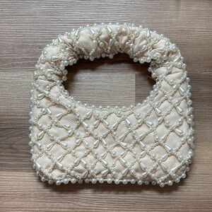 Elegant Cream Beaded Women's Bag